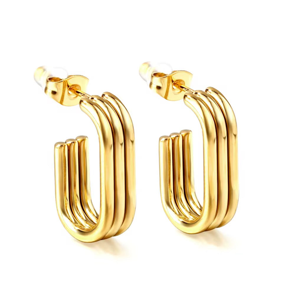 Open Rectangular Hoop Earrings