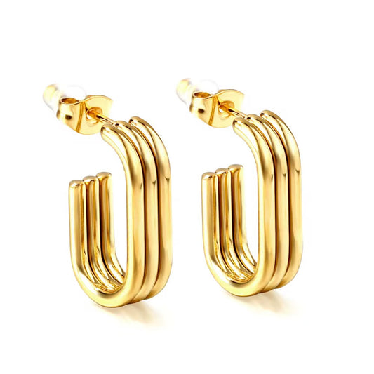 Open Rectangular Hoop Earrings