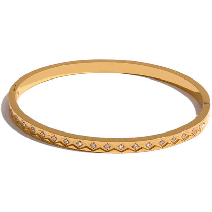 Gold Diamond-Cut Crystal Bangle