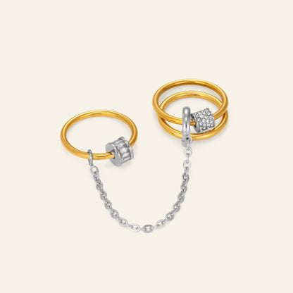 Dual Tone Chain Statement Ring