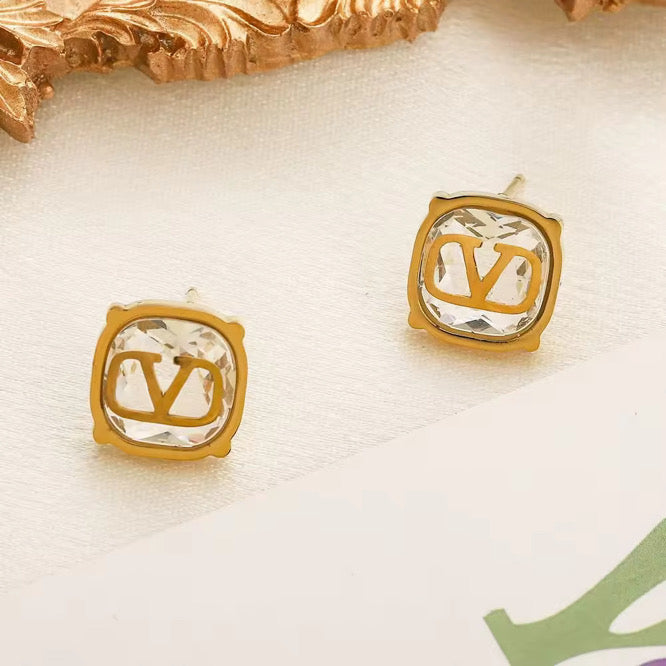 Crystal Monogram Stud Earrings
