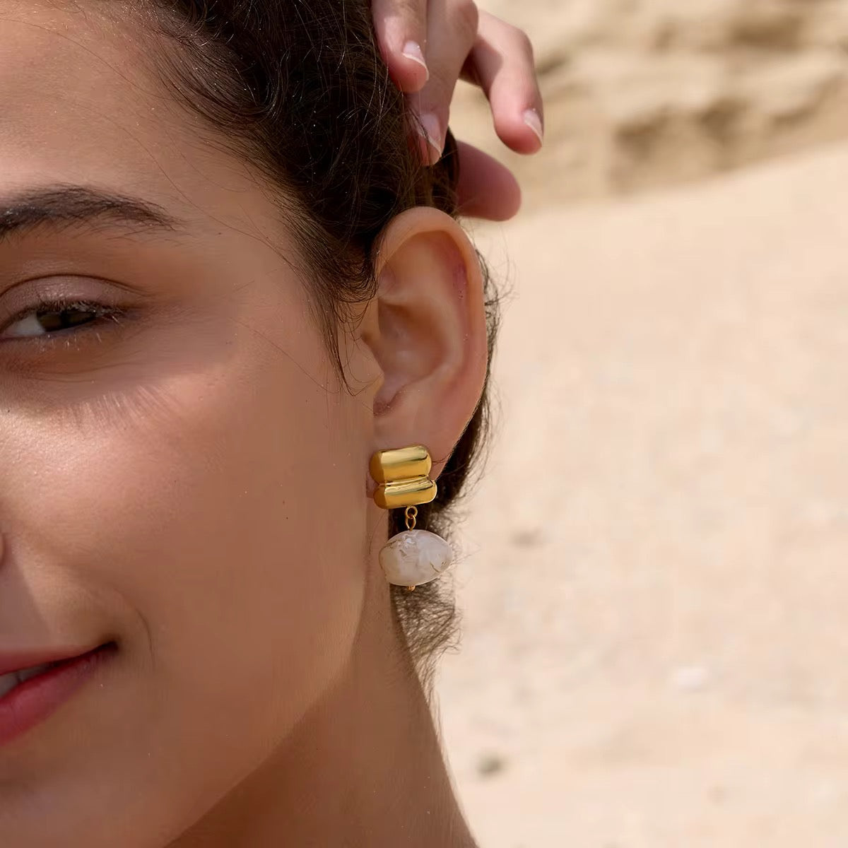 Marble Stone Drop Earrings