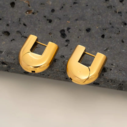 Bold C-Shape Huggie Hoop Earrings