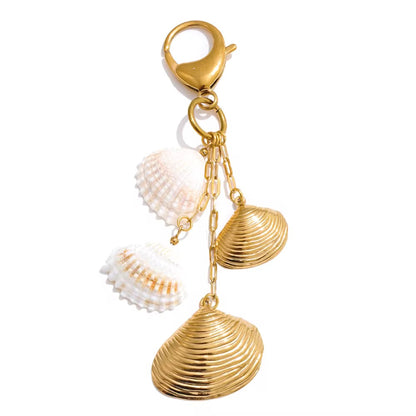 Gold Shell Charm Keychain