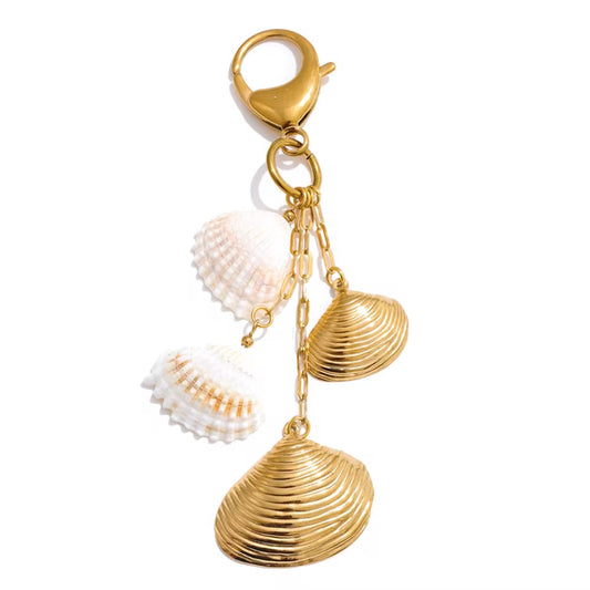 Gold Shell Charm Keychain