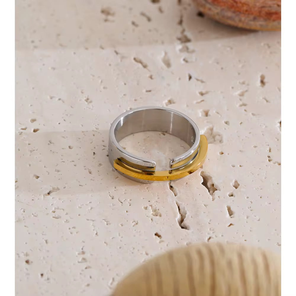 Dual Tone Open Cuff Ring