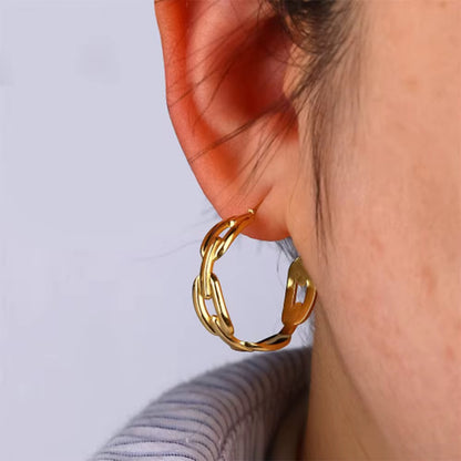 Gold Chain Link Hoop Earrings