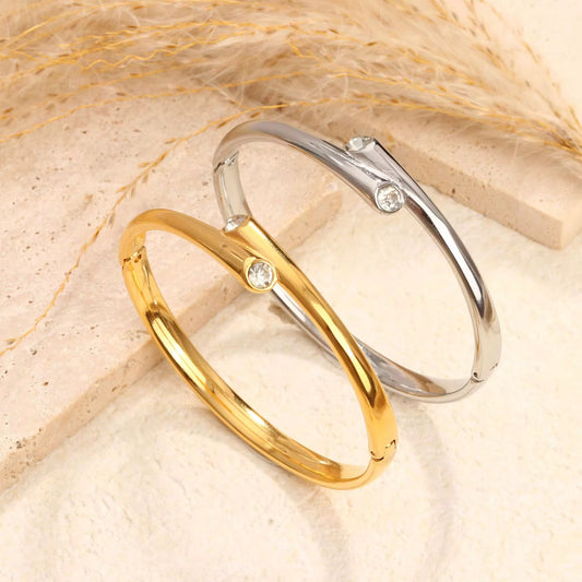Minimal Dual Zircon Cuff Bracelet