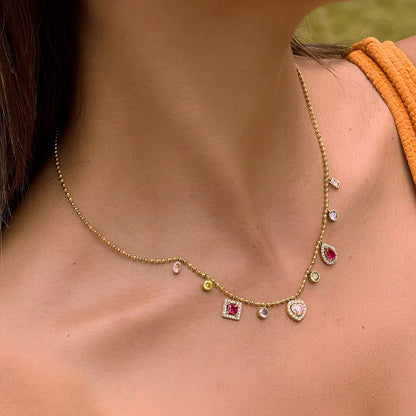 Gemstone Charm Cascade Necklace