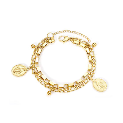 Layered Coin Chain Bracelet