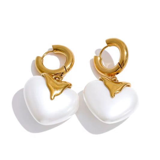 Gold Heart Drop Earrings