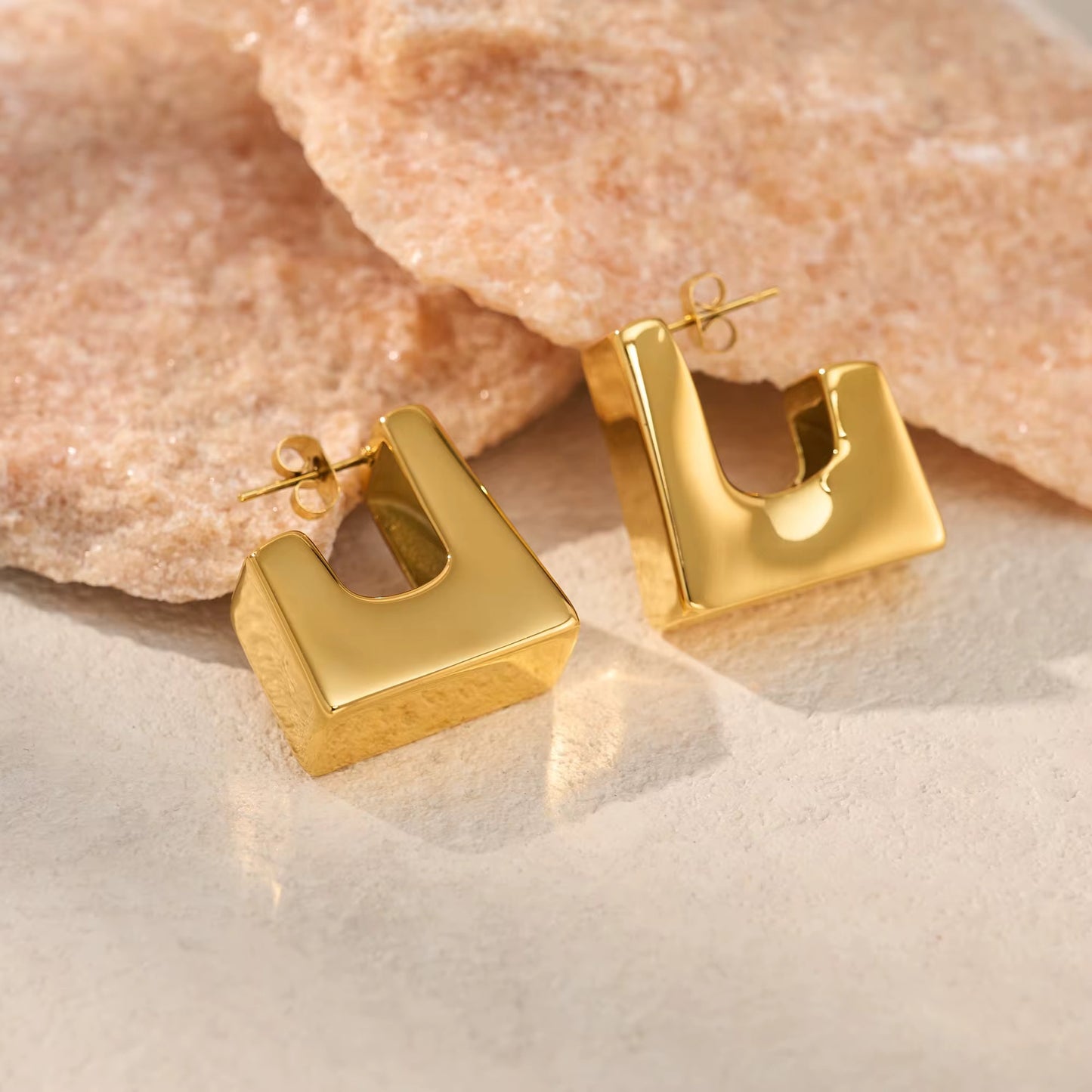 Gold Geometric Statement Stud