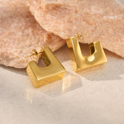 Gold Geometric Statement Stud