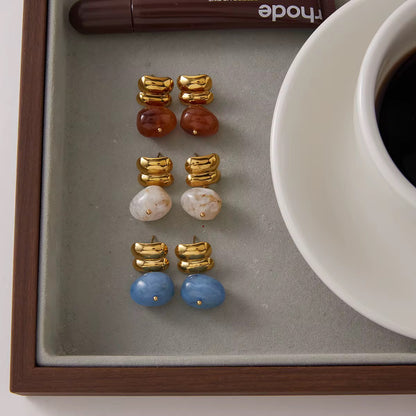 Marble Stone Drop Earrings