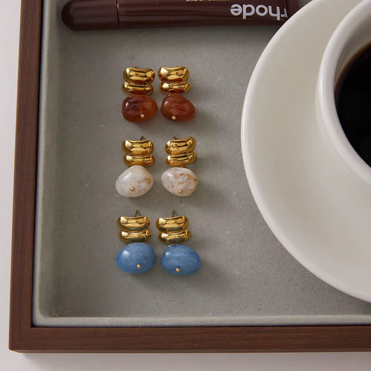 Marble Stone Drop Earrings