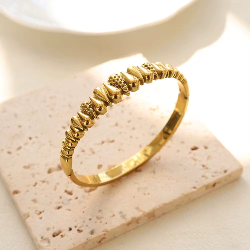 Textured Gold Statement Bangle