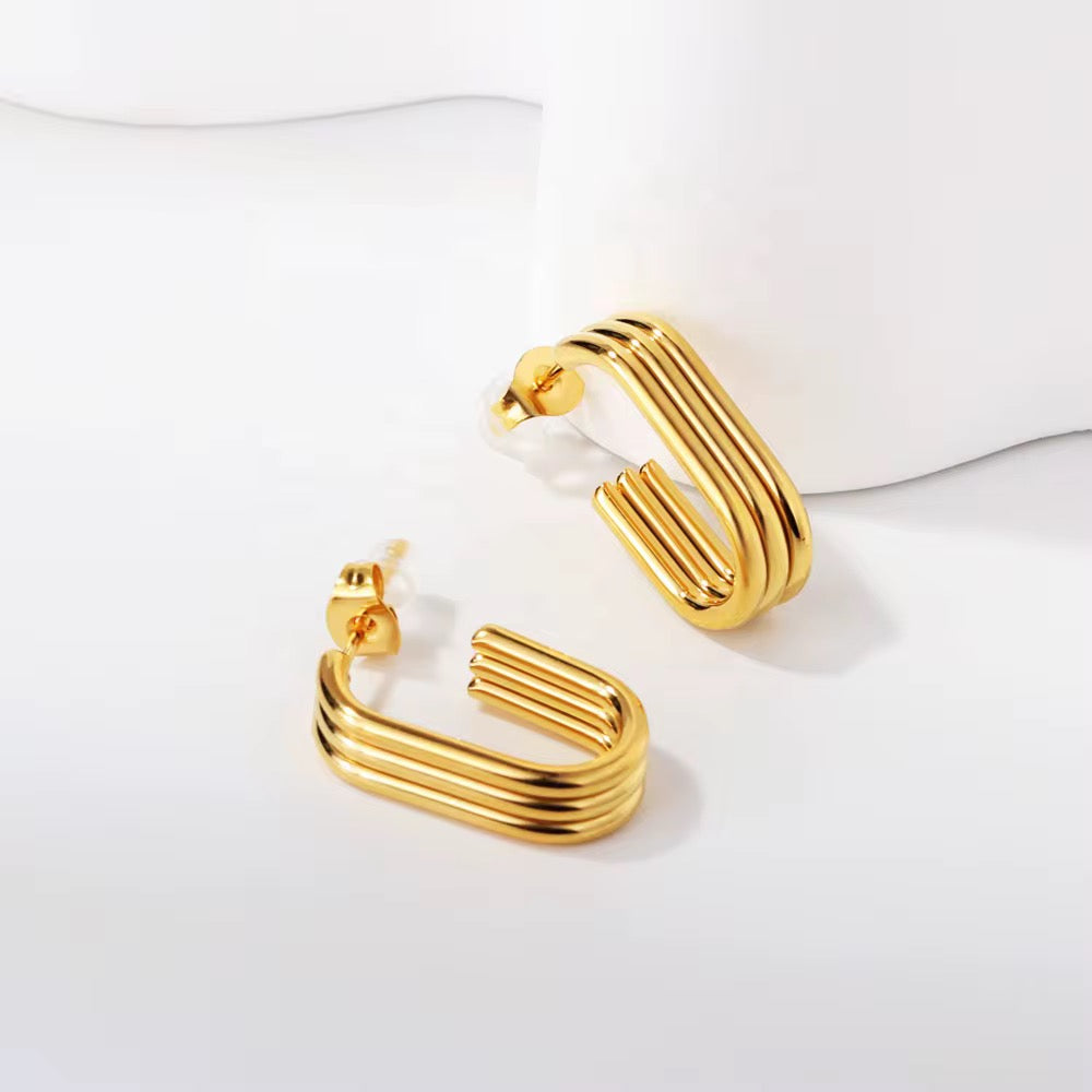 Open Rectangular Hoop Earrings