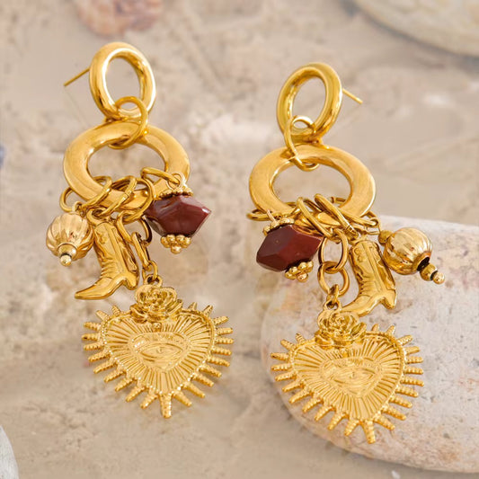 Sacred Heart Charm Statement Earrings