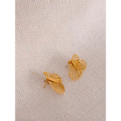 Golden Fan Leaf Statement Earrings