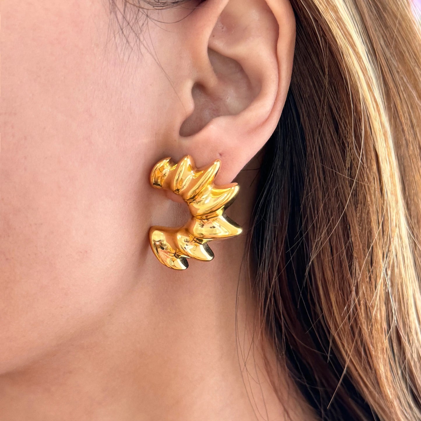 Gold Sunburst Sculptural Earrings