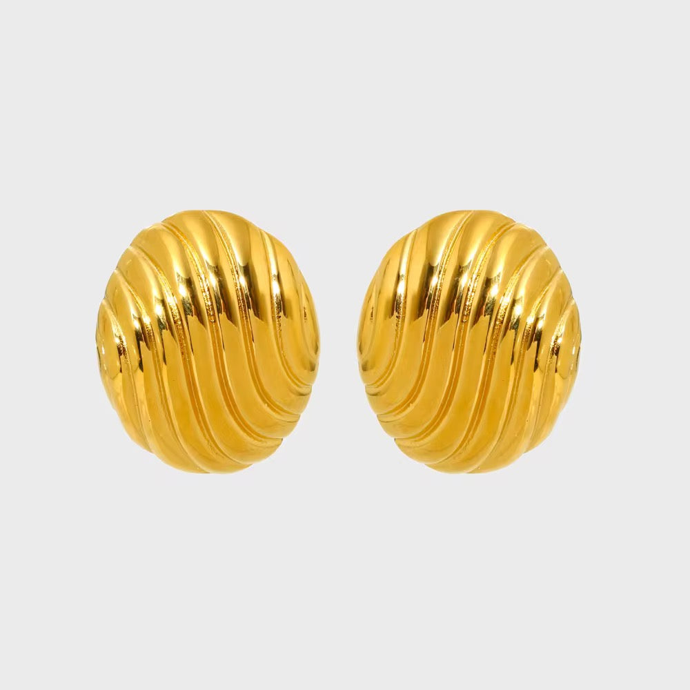 Gold Textured Dome Earrings