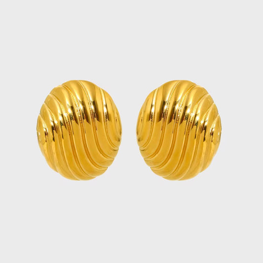Gold Textured Dome Earrings