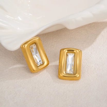 Rectangle Crystal Statement Stud Earrings