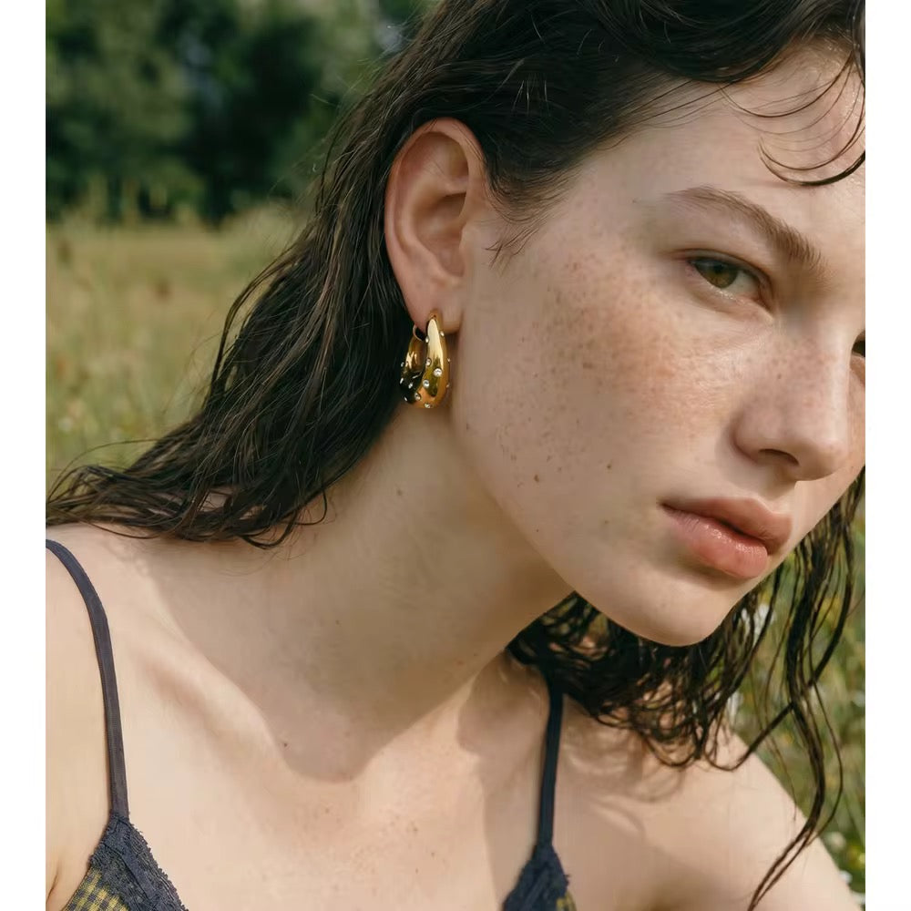 Celeste Crystal Chunky Hoops