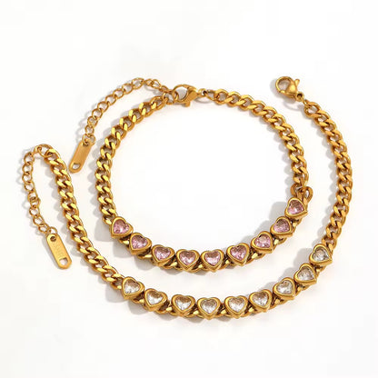 Crystal Heart Chain Bracelet