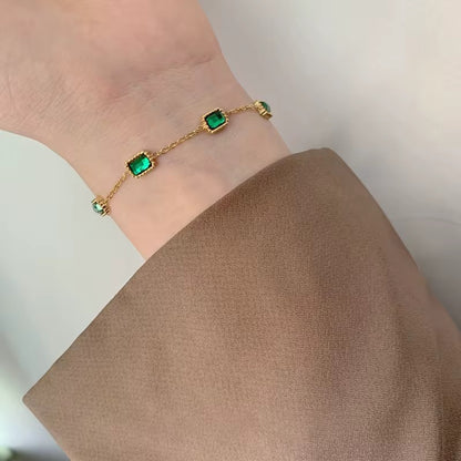 Gold Emerald Crystal Bracelet