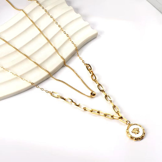 Bee Layered Chain Pendant Necklace