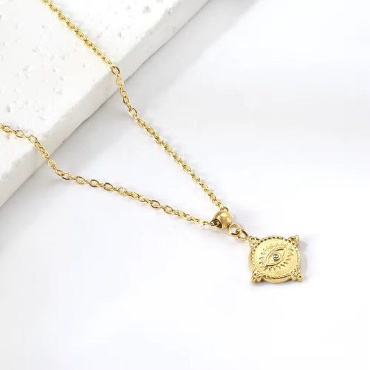 Evil Eye Sun Gold Necklace