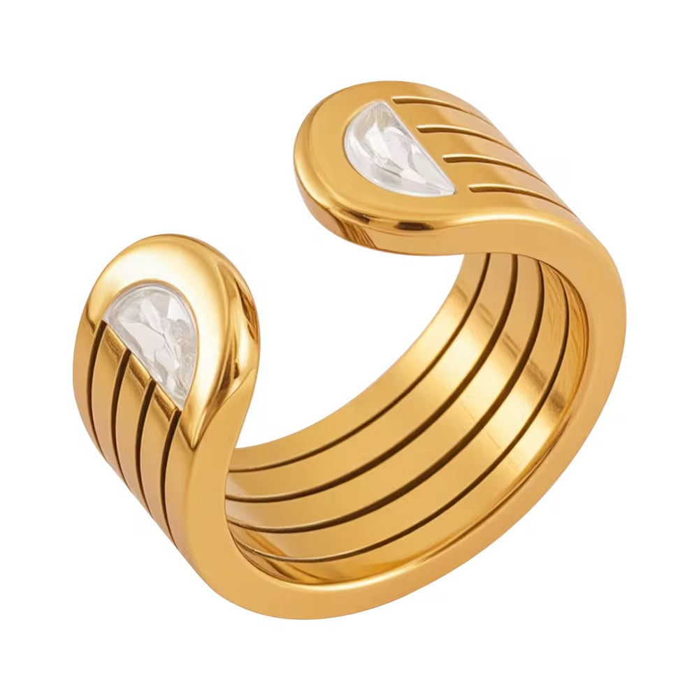 Luxe Open Crystal Ring