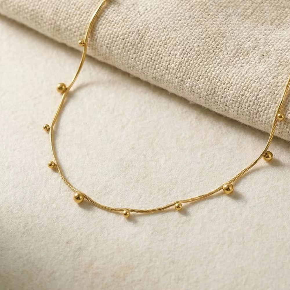 Minimal Gold Beaded Necklace