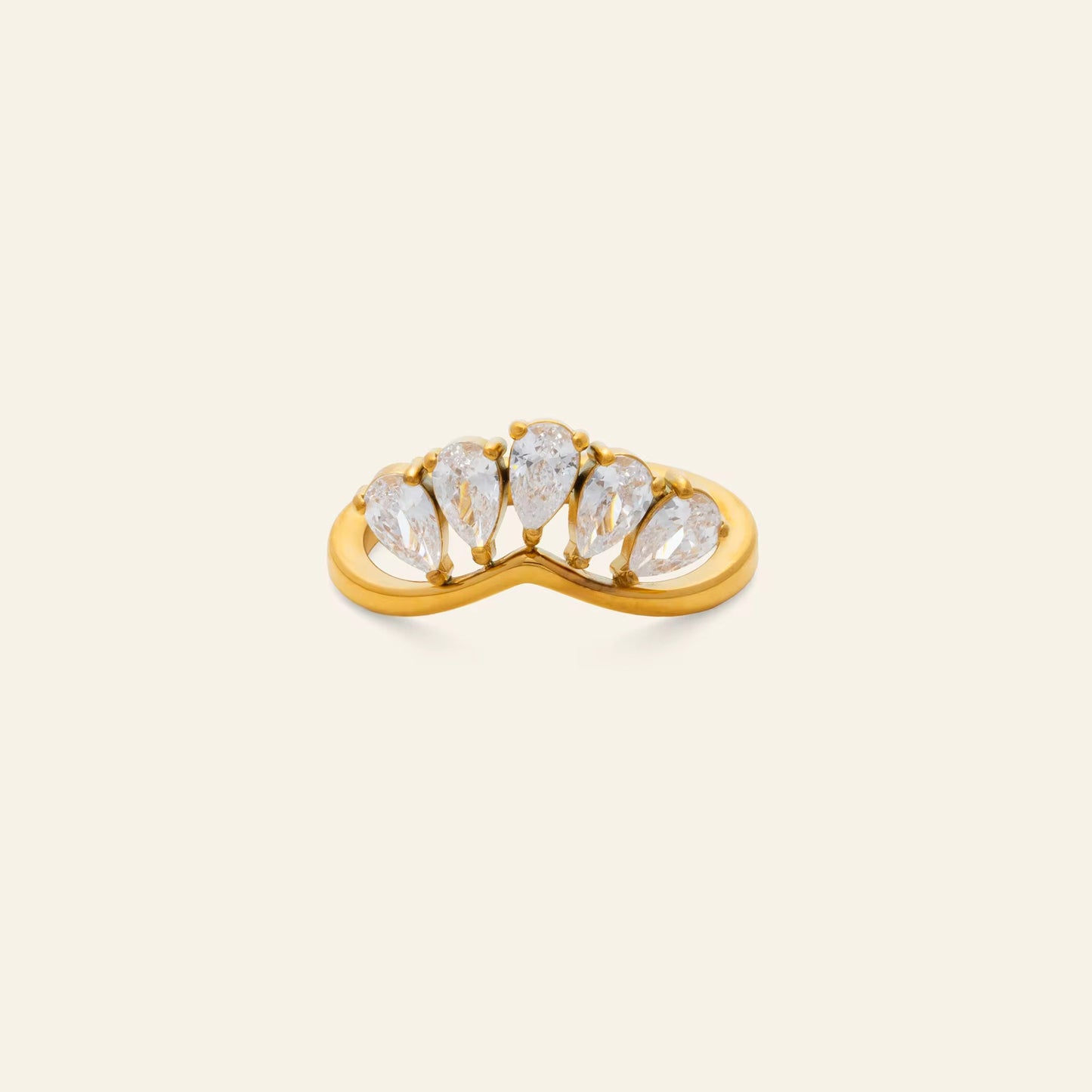 Teardrop Fan Zircon Ring