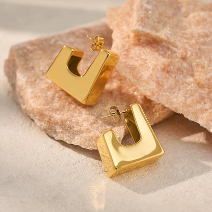 Gold Geometric Statement Stud