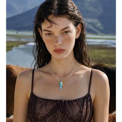 Ocean Charm Turquoise Fish Necklace