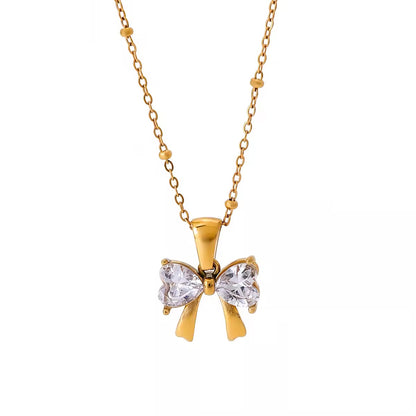 Crystal Bow Pendant Necklace