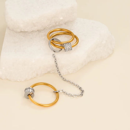 Dual Tone Chain Statement Ring