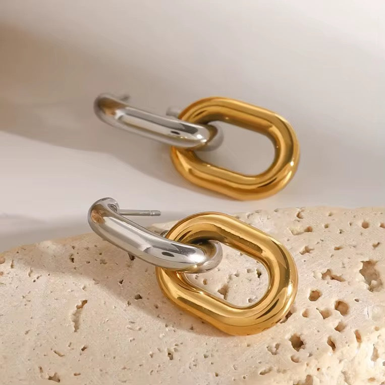 Two-Tone Chain Link Earrings