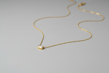 Emerald Cut Crystal Gold Necklace