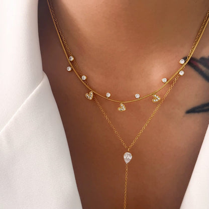 Golden Heart Drop Luxe Necklace