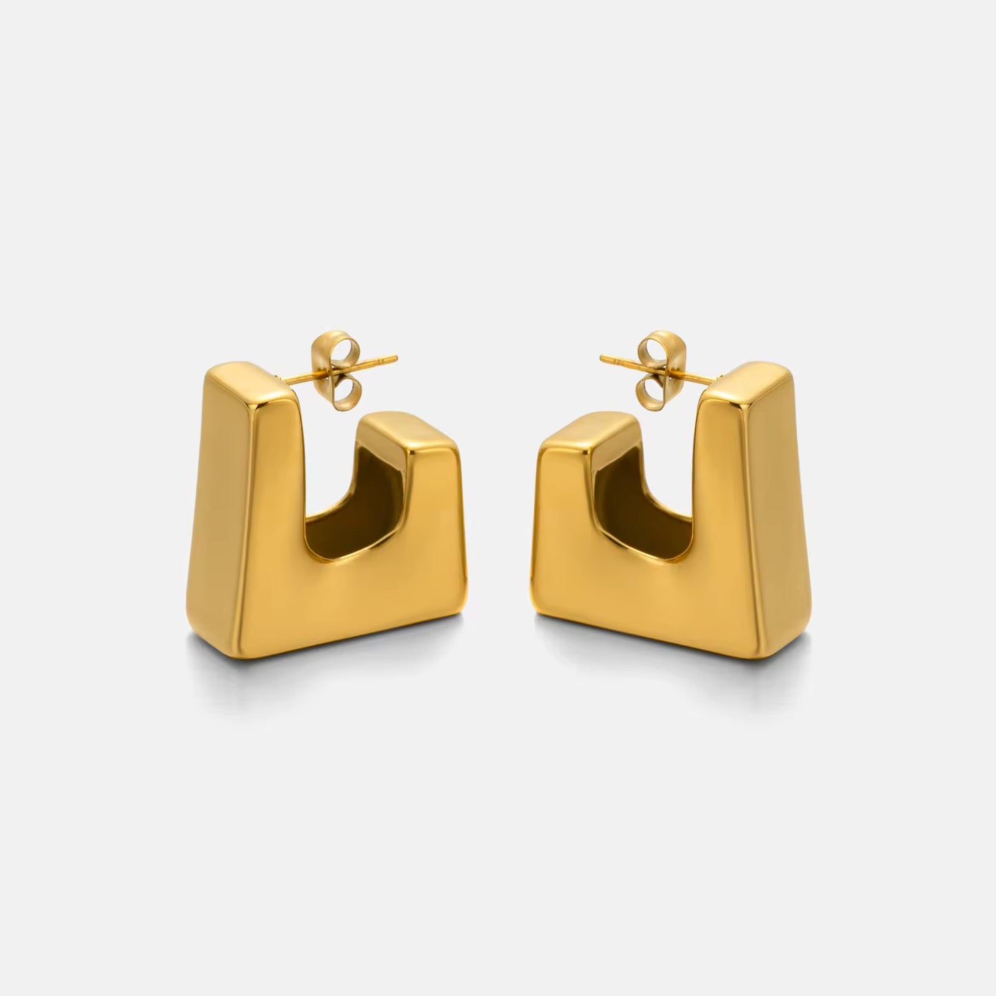 Gold Geometric Statement Stud