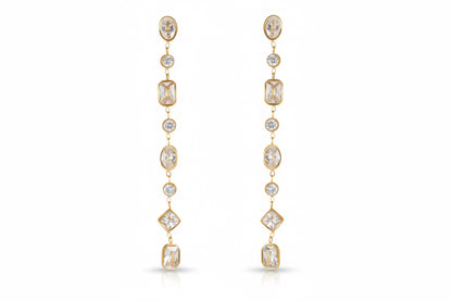 Luxury Geometric Zircon Tassel Earrings