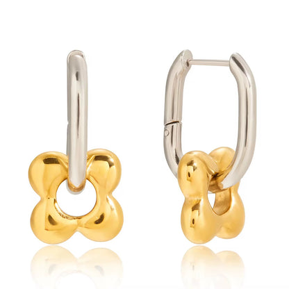 Dual Tone Link Hoop Earrings