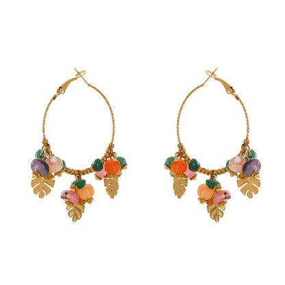 Tropical Charm Hoop Earrings – Natural Stone