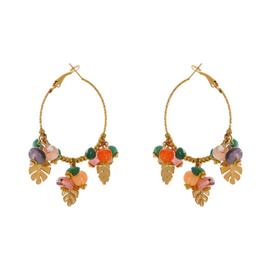 Tropical Charm Hoop Earrings – Natural Stone