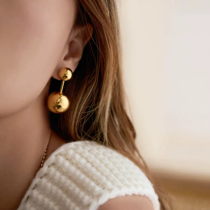 Golden Sphere Drop Earrings