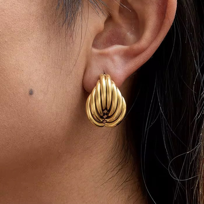 Layered Curve Gold Earrings