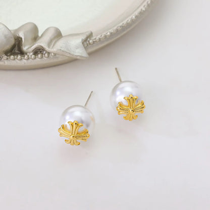 Minimalist Cross Gold Stud Earrings